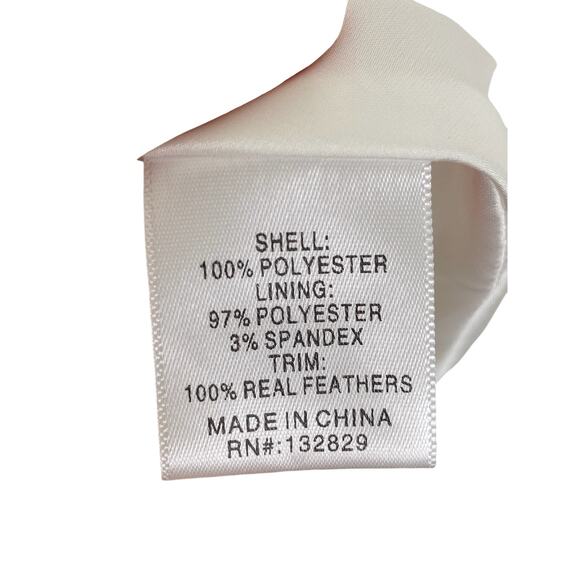 Elliatt Strapless Feather Trim Mini Dress Satin Bridal Fairy Wedding White Small - Picture 7 of 7